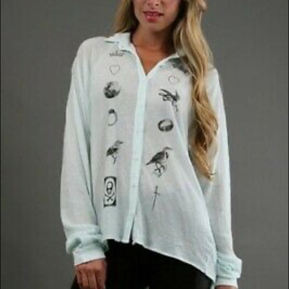 Wildfox fate Sunday button down shirt